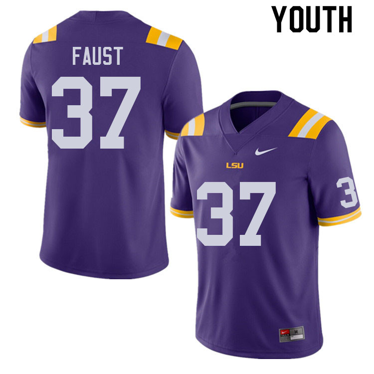 Youth #37 Hunter Faust LSU Tigers College Football Jerseys Sale-Purple - Click Image to Close